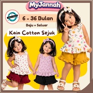 (6-36M) Set Baju Budak Perempuan Baby Girl singlet SDM T-Shirt Seluar Panjang Baby Clothing