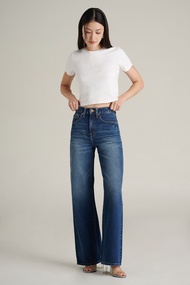 Mc JEANS กางเกงยีนส์ผู้หญิง ทรงกระบอกขากว้าง (Straight Wide) สียีนส์ฟอกกลาง MFWZ236 เนื้อผ้ายีนส์12.