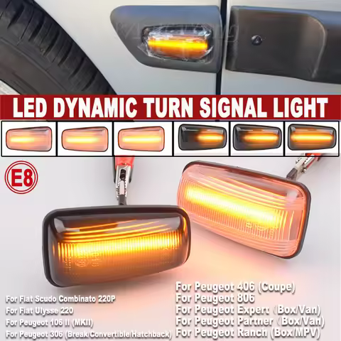 Dynamic LED Turn Signal Side Marker Light For Peugeot 306 106 406 806 Expert Partner For Citroen Ber