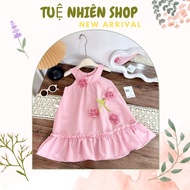 Girl's pink dress Sleeveless DT Kids embossed flower appliqué - Cute design for babies from 8-22kg