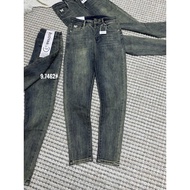 Super high-waisted women's jeans in moss color, QCCC jeans with good elasticity
