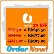 3% Umobile Prepiad Topup / Postpaid Bill Payment / Umobile Reload / Umobile Topup