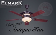 Elmark 56” Wooden Blades Designer Antique Ceiling Fan With Integrated Light.