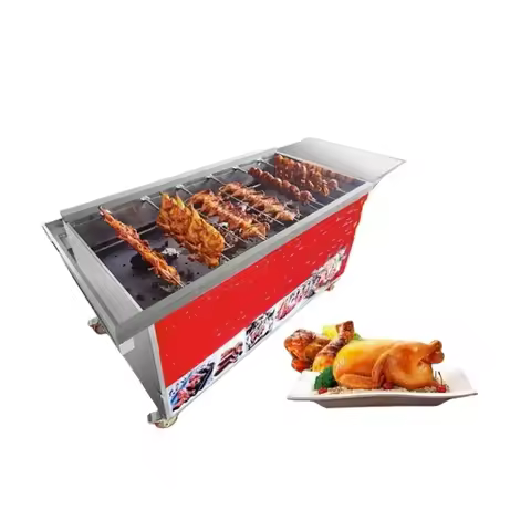 Fully Automatic Roast Chicken Rotisserie Using Charcoal Gas Rotisserie Machine Stainless Steel Oven
