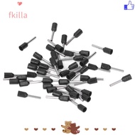 FKILLA 1000PCS Insulated Crimping Terminal, E0508 22AWG Ferrule Terminal, Durable Tubular Black Colo