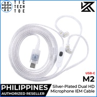 KZ M2 Cable Dual HD Mic 3.5mm/USB-C Silver Plated Upgrade IEM with Control Button Earphone Wire