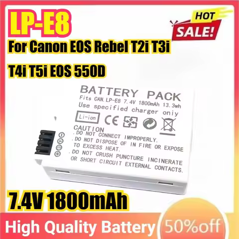 LP-E8 7.4V 1800mAh Camera Battery For Canon EOS Rebel T2i T3i T4i T5i EOS 550D 600D 650D 700D EOS Ki