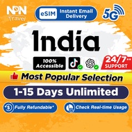 India eSIM Ultra 5-15Days Daily 500MB/2GB Unlimited Data | Instant 24h Email Delivery | High Speed T