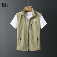 JEEP SPIRIT 1941 ESTD Mens Vest Casual Coat Jacket Multi-pocket Jacket Casual Style Slim Tactical Su