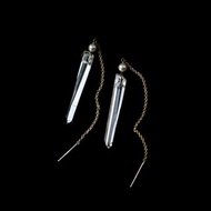 利姆利亞 高頻能量權杖頂級白水晶小原石柱子 耳環