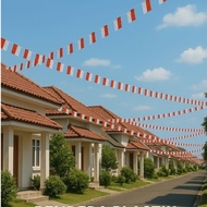 MERAH (100 pcs) red and white plastic flags, instant pennants, ready to use 6M flags, 40 pieces 100/