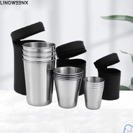 LINDW99NX 4Pcs Whisky Wine Glass, Stainless Steel with  Camping Cups, Portable Mini 30ml/70ml/170ml 