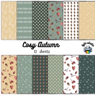 12 Sheets 8x8 Cosy Autumn Print by byte studio | Premium Paper Craft Junk Journal Stationery