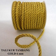 Tali Emas / Tali Kur Tambang Gold Emas 6 mm Meteran Untuk Tali Gorden