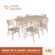 Living Gallery Dining Set 6-Seater  Modern & Stylish Table & Chair  Solid Rubberwood  LGDS040-6S