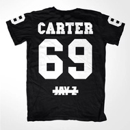 Jay-z Classic Printed Cotton T-Shirt Casual Short Sleeve CARTER 69 Print Black Hip Hop Style Summer 