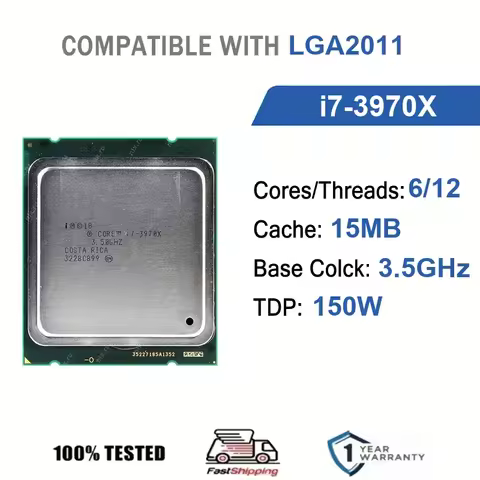 Intel Core i7-3970X 6 Core 12 Thread 3.50GHz 150W 15MB Cache 32nm LGA2011 SR0WR DDR3-1600 MHz Sandy 