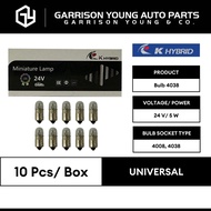 [K-HYBRID] 100% Authentic K-HYBRID Bulb 4038 - 24V 3W/5W T9 [Box of 10] 灯泡