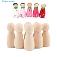 SEPTEMBER Wooden Peg Doll for Children Kids 20pcs Handmade Puppets Male Female Blank Wood Crafts