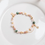 桃花 x 粉晶 紅紋石 水草瑪瑙 草莓晶 【南島花開的記憶】手鍊