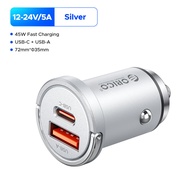 ORICO 45W PD USB C ที่ชาร์จแบตในรถชนิด C ที่ชาร์จ USB ที่ชาร์จไฟรวดเร็ว USB เข้ากันได้กับ S24ซัมซุงอ
