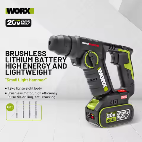 Worx 20V Brushless Charging Electric Hammer WU380S Dual-purpose Lithium Battery Concrete Impact Dril