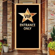1 tấm Banner cửa 2D, 1 tấm Banner cửa ra vào VIP - Thiết kế ngôi sao vàng, 100% Polyester, Thích hợp