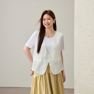 QLX | เสื้อกั๊กแขนกุดแบบหลวมๆ น้ำหนักเบา ทรงหลวมๆ สไตล์ Old Money เสื้อคลุมกันหนาวแบบสวมสำหรับผู้หญิ