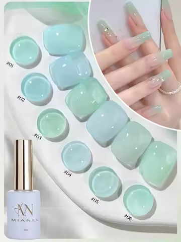 MN 12ML Selling Mint Mambo Gel Nail Polish ilky Green Blue-green Series Gel Polish Blue Nails Green 