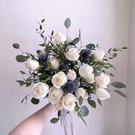 【鮮花】白藍綠色自然風美式鮮花捧花