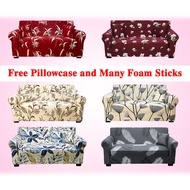 Printed 1/2/3/4 Seater Sofa Cover Armrest Sofa Cover L Shape Sofa Cover Stretchable Sofa Seat Cover Sofa Slipcover with Pillowcase(L Shape Sofa Need 2 Pcs or More)