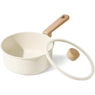Carote One Handle Pot, 7.1 inches (18 cm) with Lid, Induction Compatible, Milk Pan, PFOA Free, Marbl