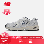 New Balance nb530系列男鞋女鞋经典时尚轻便透气潮流休闲鞋老爹鞋运动鞋银灰 米白/金属银 MR530KA 36(脚长22cm)