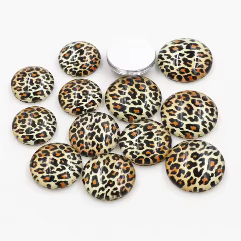 8mm 10mm 12mm 14mm 16mm 18mm 20mm 25mm Leopard Handmade Glass Cabochons Fit 8-25mm Cameo Cabochon Ba