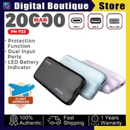PINENG PN-732 10000mAh PN-733 20000mAh ORI Lithium Polymer Power Bank Type C Input & Output Black Ba