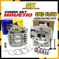 Espada Racing Block + Head Wave110 Wave Alpha Dash V1 Spec 53mm 56mm Combo Set Head 23/27 Honda