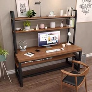 櫻桃傢俱 - 北歐簡約實木電腦枱書枱帶儲物學生書枱辦公枱組合帶書架電腦枱120CM（無凳）