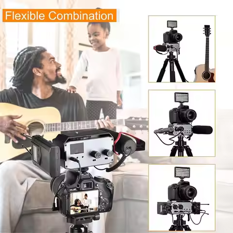 DTC5 -AX3 Dual XLR/6.35mm/3.5mm Video Audio Mixer, Camera Mixer for DSLR Camera Mixing Console
