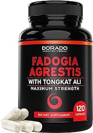 Fadogia Agrestis 600mg &amp; Tongkat Ali 400mg Blend - (120 Capsules) - [Maximum Strength] - Zero Fillers - Gluten Free, Non-GMO, Vegan Capsules