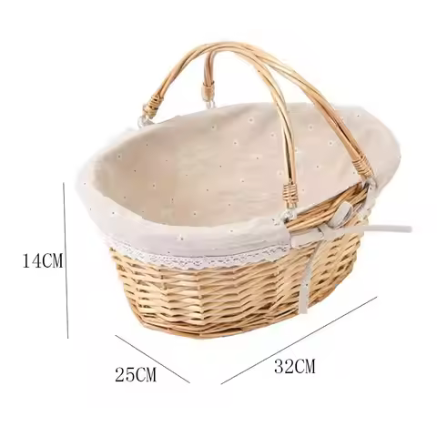 Oval Pastoral Willow Woven Toys Handwoven Storage Basket Fruit Basket Vegetable Basket Picnic Basket