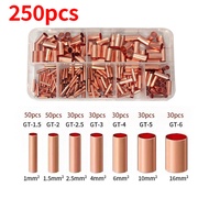 250Pcs GT Small Copper Tube Connecting Tube Wire Connector Terminal To Connecting Tube Terminal Conn