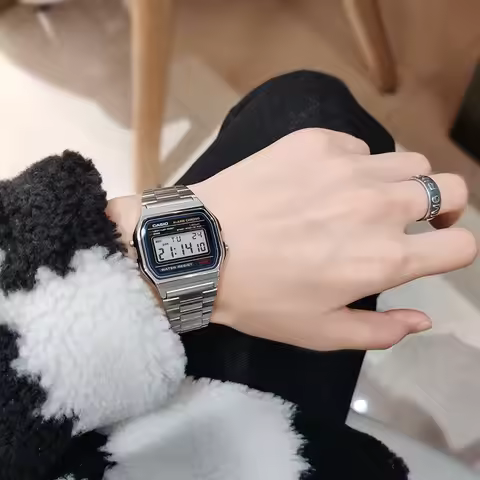 Casio A158WA-1D Retro Classic Small Square Watch Digital Display Multifunctional Waterproof Sports W