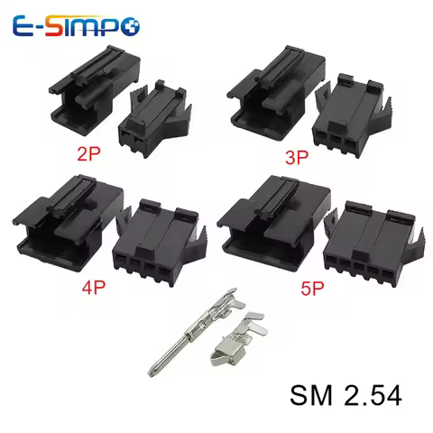 10set/200pcs SM 2.54mm Pitch 2/3/4/5Pin Male Female Head Plug Housing Pin Header Crimp Terminals Con