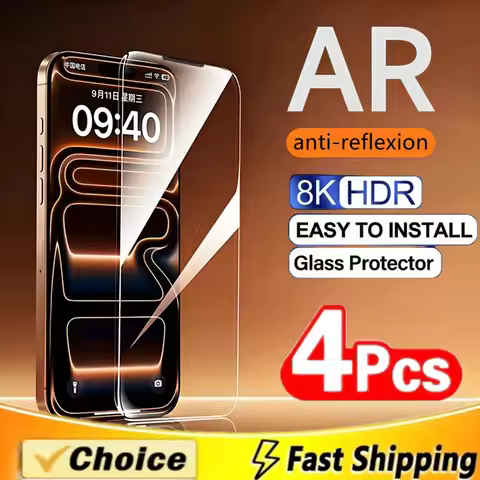 4Pcs AR Anti-Reflection Tempered Glass for iPhone 17 16 15 14 13 12 11 Pro Max Plus Screen Protector