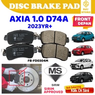 S2U Disc Brake Pad Front Perodua Axia 1.0 D74A 2023YR+ Brek Pad Belakang Kereta