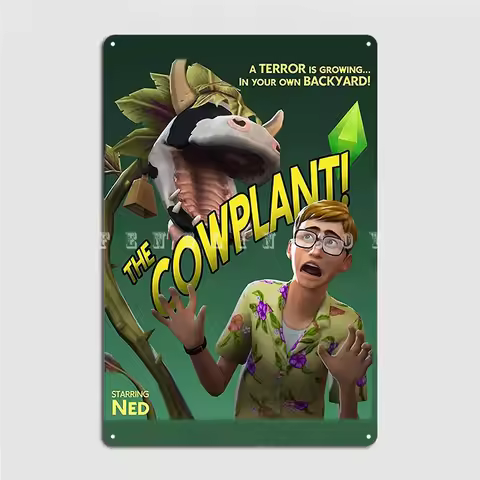 The Cowplant! Movie The Sims 4 Plumbob Basegame Poster Metal Plaque Garage Club Wall Decor Tin Sign 