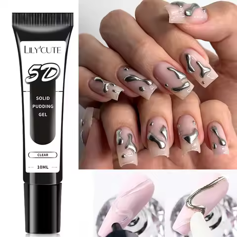LILYCUTE 10ML 5D Solid Pudding Nail Gel Polish Semi Permanent UV Gel Nail Art No-Wipe Gel Nail Polis