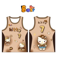 [free Custom] Jersey Hello Kitty Kt Cat Cartoon Jersey Student Children's Basketball Jersey Set Comp