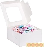 Moretoes 4 Pack Cake Boxes with Window, 10x10x5 inches White Bakery Boxes, 10 Inch White Cake Boxes,