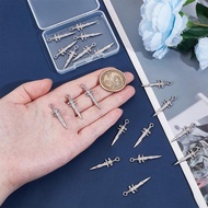 UNICRAFTALE 20Pcs 30mm 304 Stainless Steel Sword Charm Metal Dagger Pendants Sword Bookmarks Mini Sw